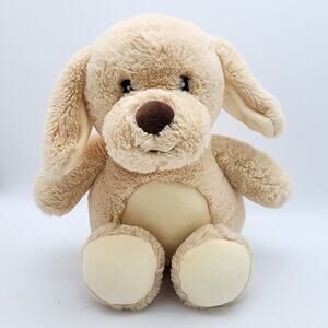 YuMe Puppy Dog Plush 13" Cream Fur Sewn Eyes Soft Nose Target Stuffed Animal